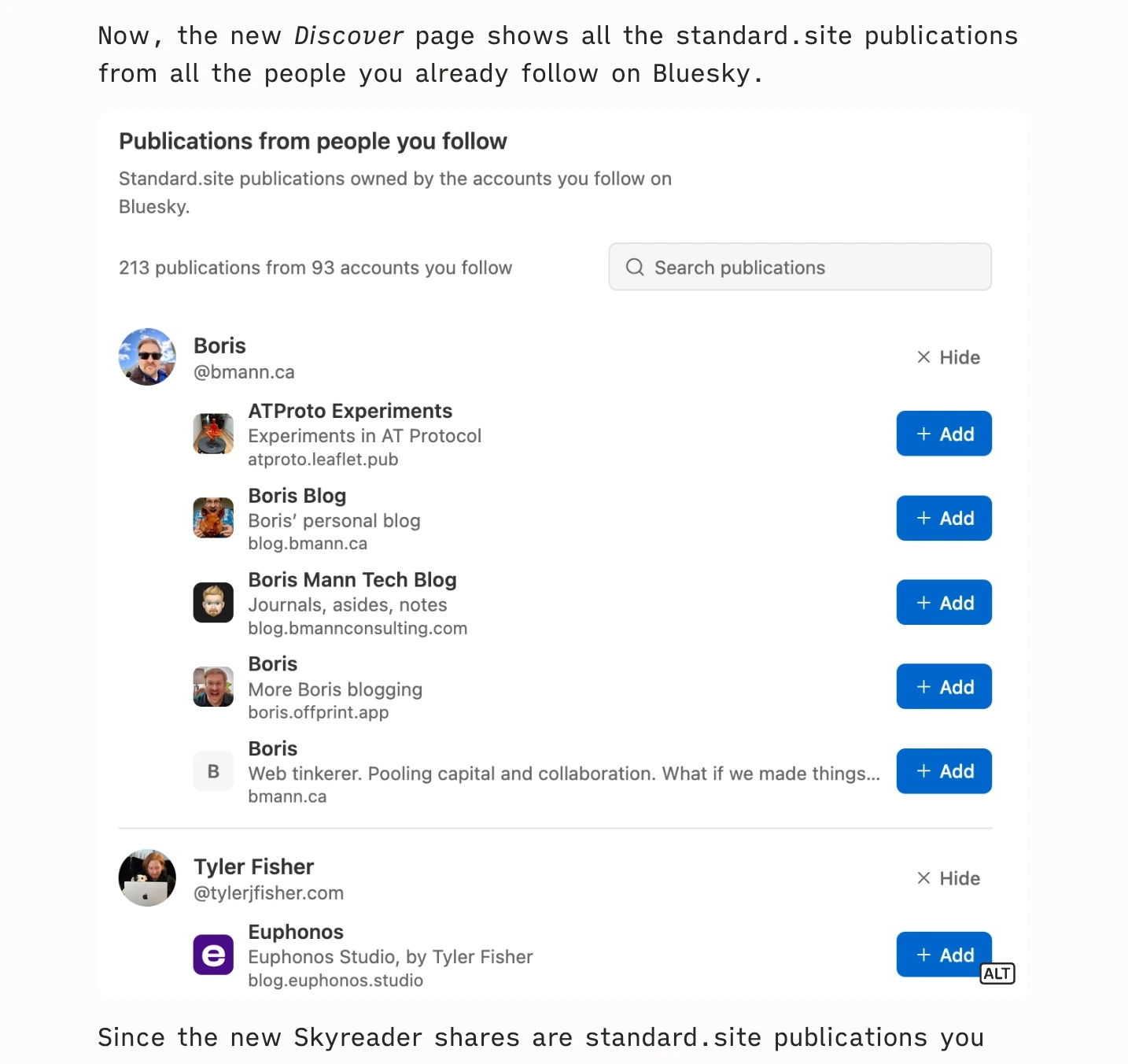 Screenshot of the article https://skyreader-dev.leaflet.pub/3mnnmkh7vxk22 which has an image of my @bmann.ca account