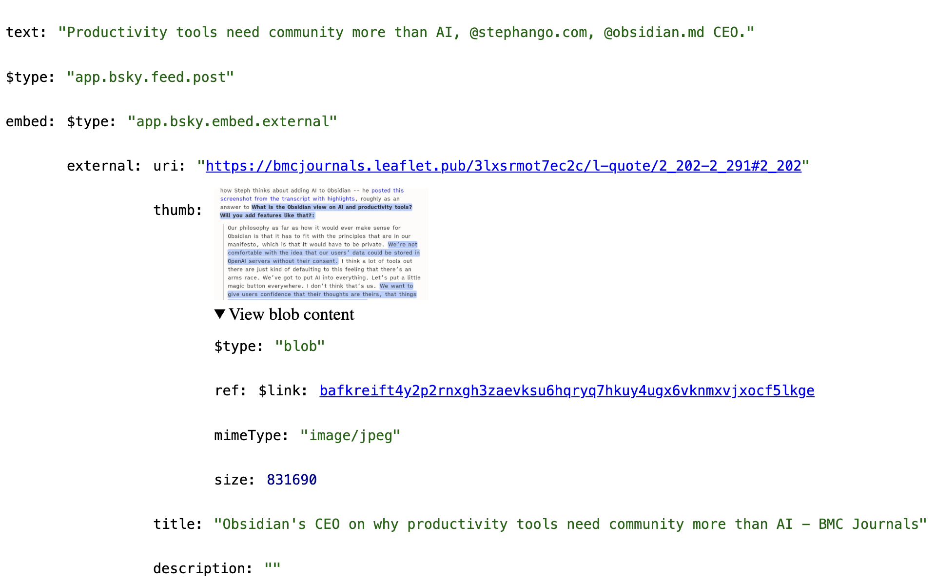 atproto-browser screenshot https://atproto-browser.vercel.app/at/did:plc:2cxgdrgtsmrbqnjkwyplmp43/app.bsky.feed.post/3lxsrzyjclk23