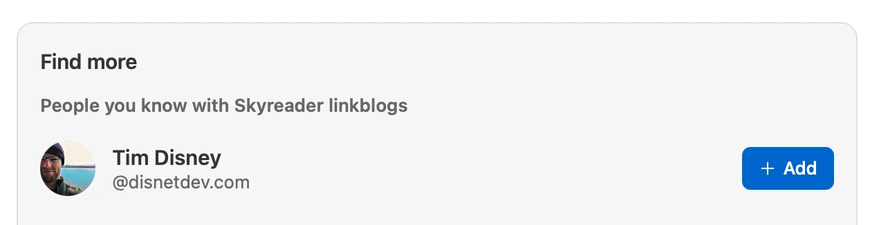 Discover page showing Linkblogs from accounts you follow