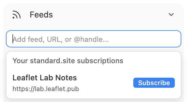 Screenshot showing suggested subscriptions