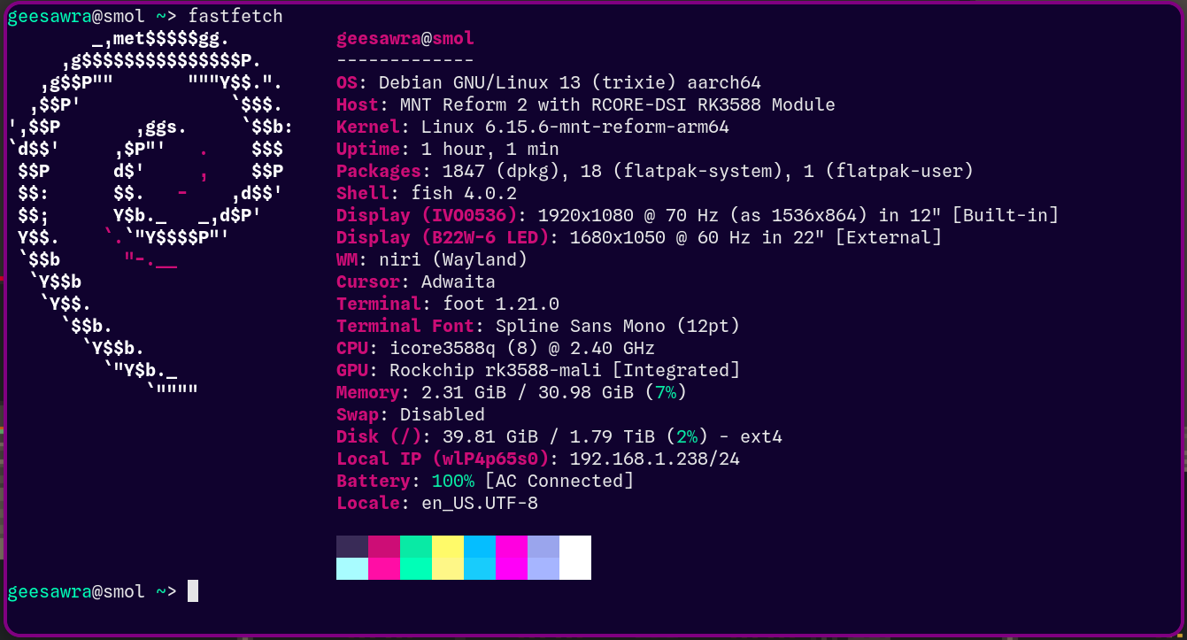 fastfetch on the Reform.