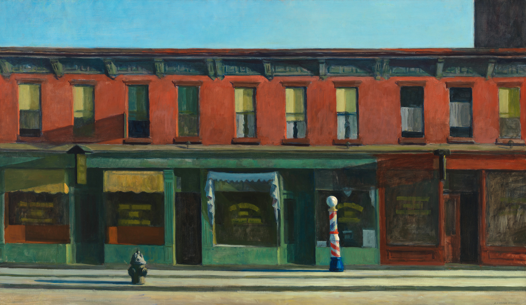 An Edward Hopper painting showing a barber shop.