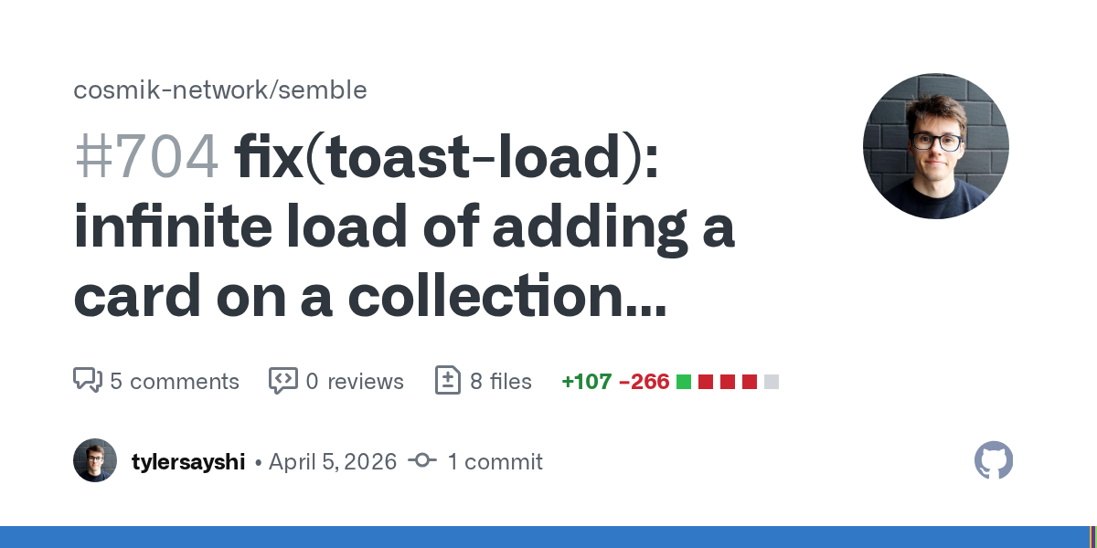 fix(toast-load): infinite load of adding a card on a collection page by tylersayshi · Pull Request #704 · cosmik-network/semble
