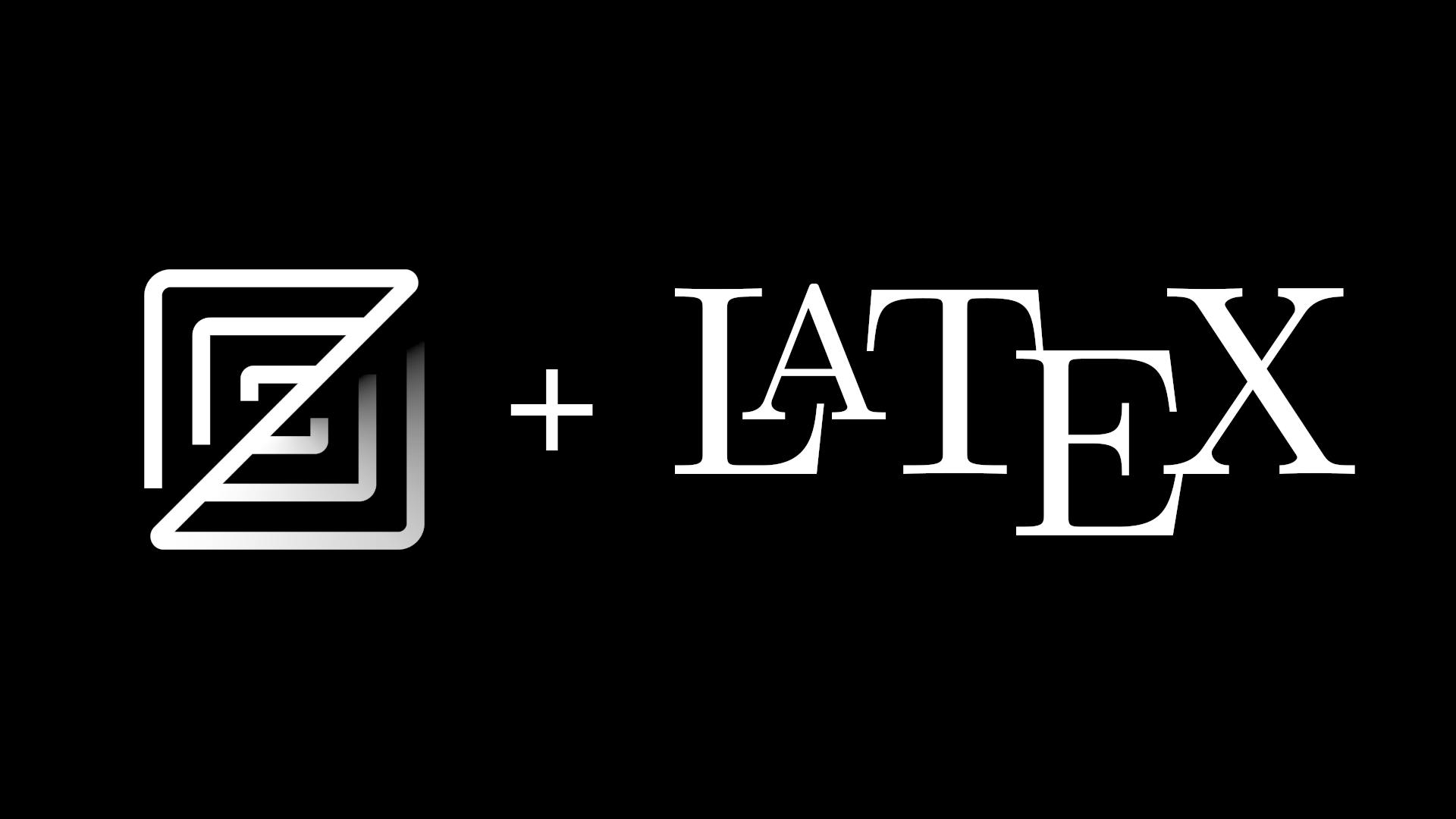 the logo for the zed text editor next to the logo for latex, with a plus sign between them.