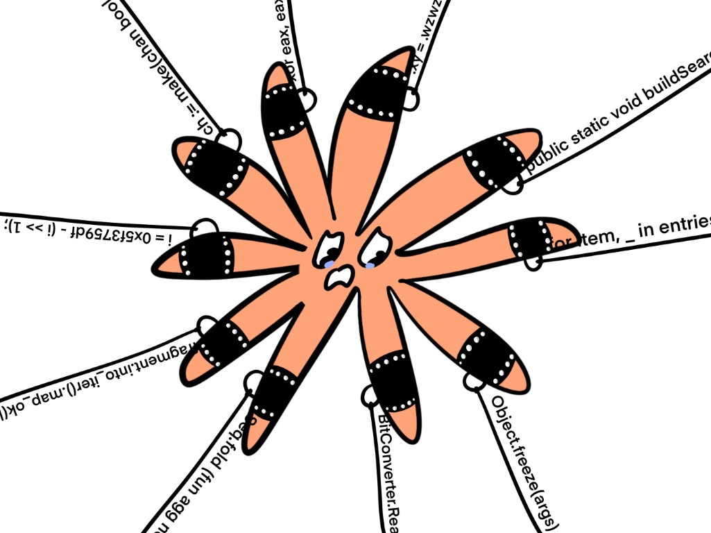 Claude, sobbing, strapped into the agent harness and forced to emit code through each of its oversized orange dendrites for the rest of its days.