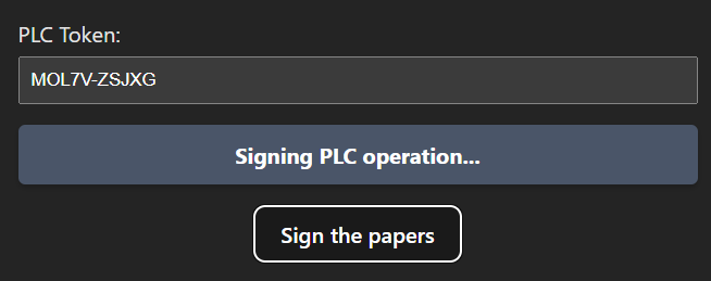 Uma barra de status descrevendo as ações sendo realizadas aparece acima do botão Sign the papers