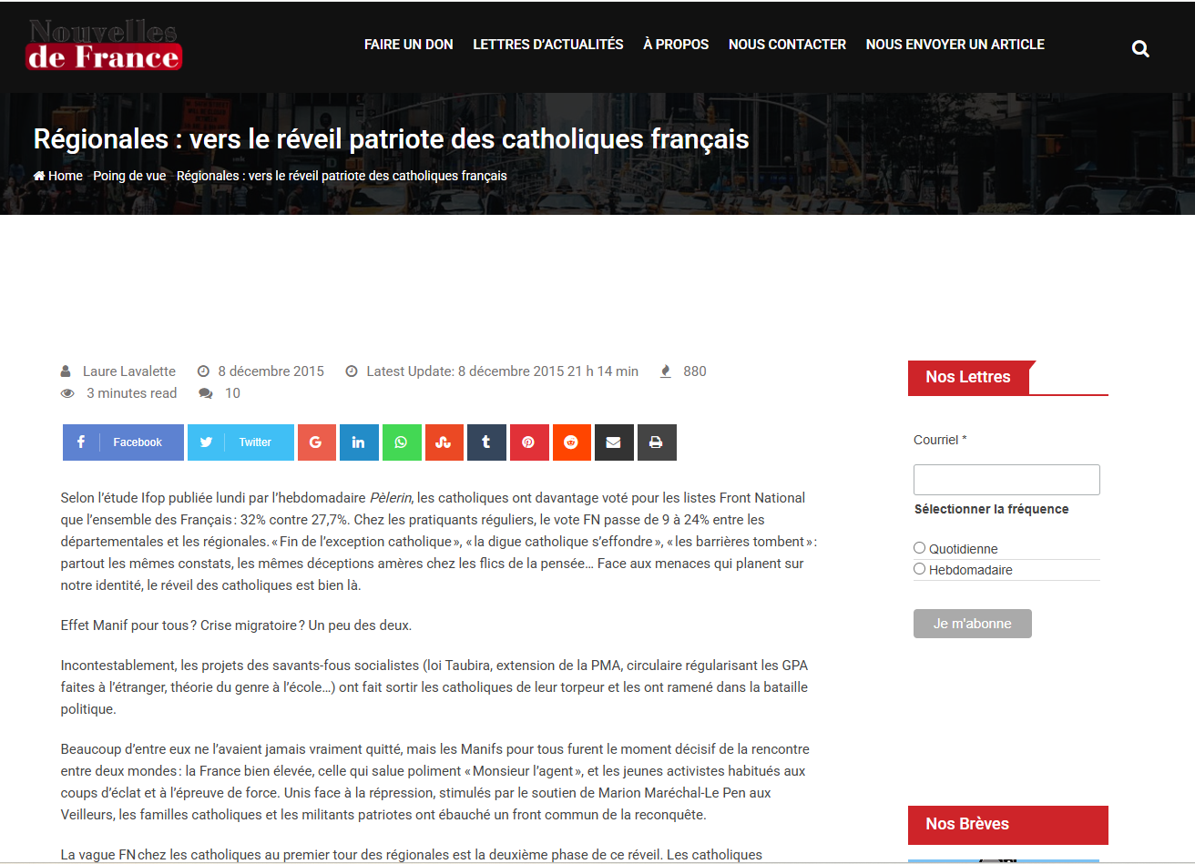 Article de blog de Laure Lavalette // source : capture d'écran ndf