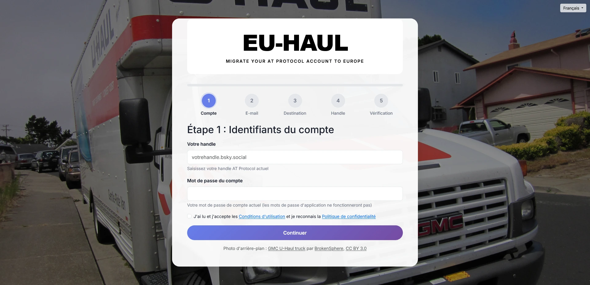 Étape 1 : Identifiants du compte