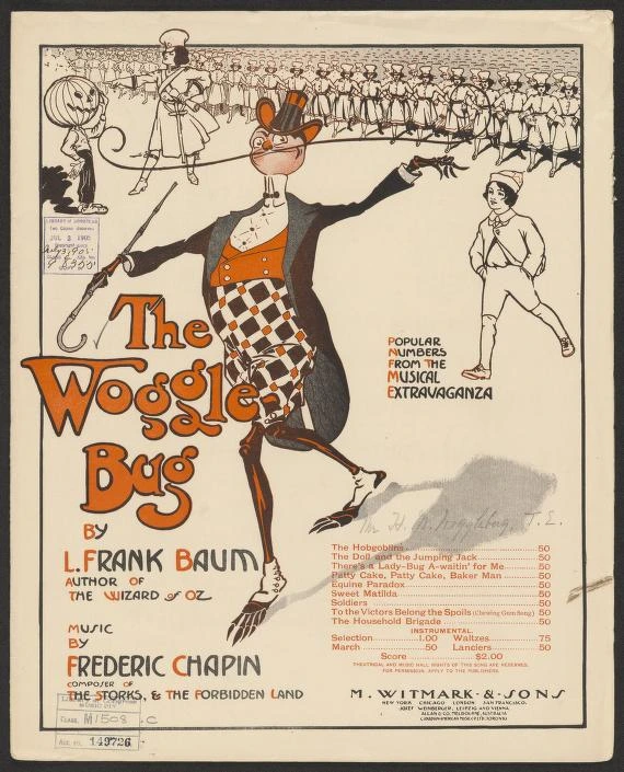 Mr. H.M. Woggle Bug, T.E.
Chapin, Frederic composer
Baum, L. Frank (Lyman Frank)
1905
https://www.loc.gov/resource/music.musm1508-10063739/?sp=1