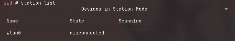 [iwd]# station list