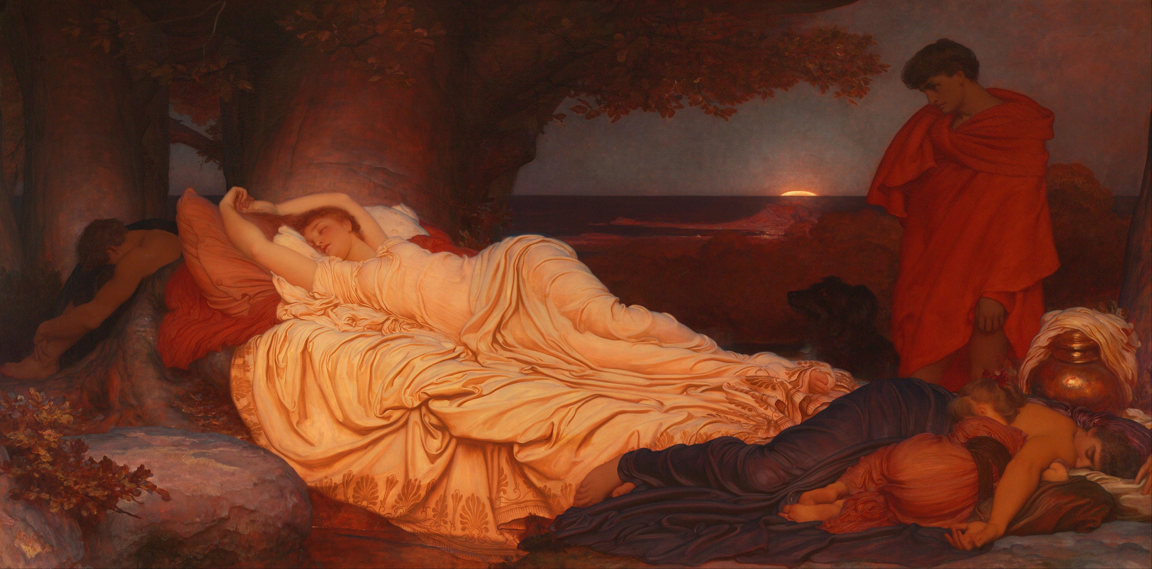Cymon and Iphigenia, oil on canvas painting, 1884, Art Gallery of New South Wales. Wikipedia: https://en.wikipedia.org/wiki/Frederic_Leighton#/media/File:Lord_Frederic_Leighton_-_Cymon_and_Iphigenia_-_Google_Art_Project.jpg