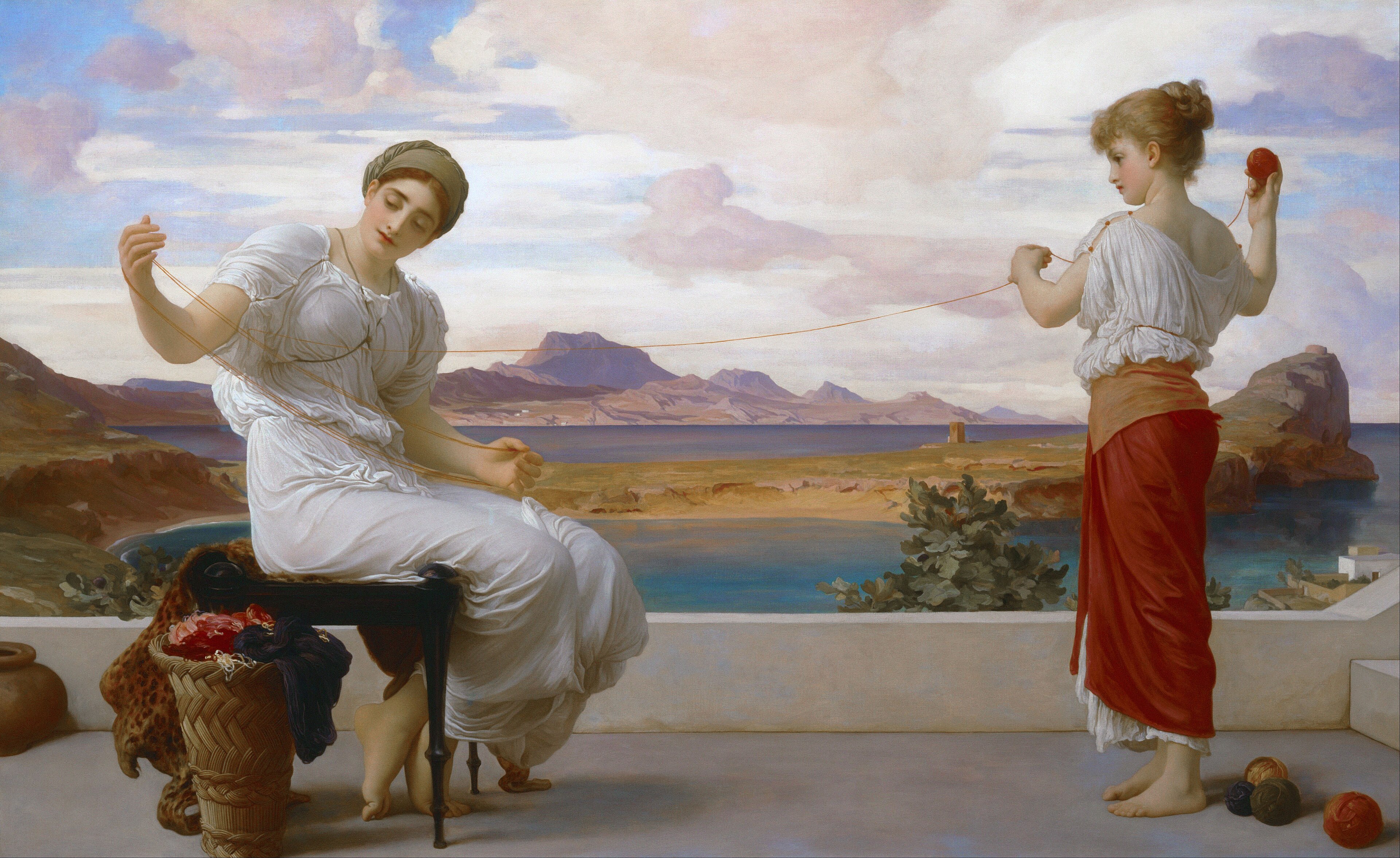 Winding the skein, 1878. Wikipedia: https://en.wikipedia.org/wiki/Frederic_Leighton#/media/File:Lord_Frederic_Leighton_-_Winding_the_skein_-_Google_Art_ProjectFXD.jpg