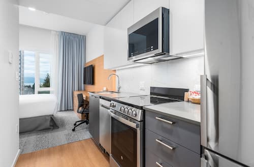 Studio room with kitchenette, $189CAD per night right next to the main conference venue.
