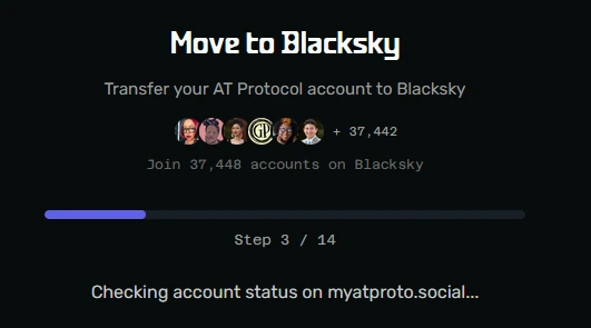 Screenshot of the migration in progress, showing Step 3 of 14.