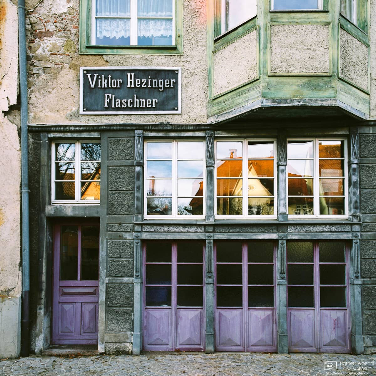 Exterior of an old plumber's shop in Rottweil, Germany. © 2015 Norbert Woehnl Photography.