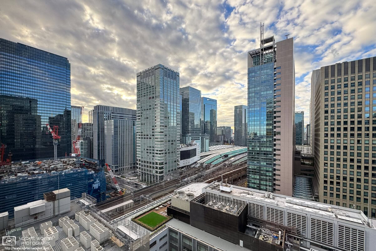 Today was my last office day for this year. The morning clouds provided a nice dramatic topping for this view towards Tokyo Station from my 18th floor office. © 2025 Norbert Woehnl Photography.