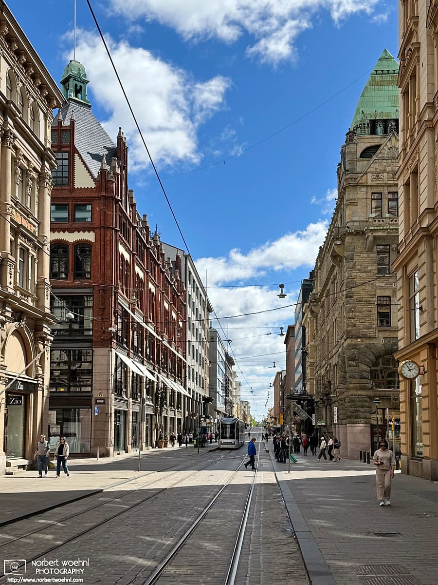 Aleksanterinkatu is a street in Kluuvi, the commercial center of Helsinki, Finland. Since 1949, it is also the official Christmas Street of Finland. © 2026 Norbert Woehnl Photography.