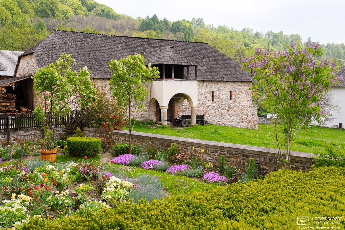 A herb garden in the peaceful setting of Horezu Monastery, a UNESCO World Heritage site in Wallachia, Romania. © 2006 Norbert Woehnl Photography.