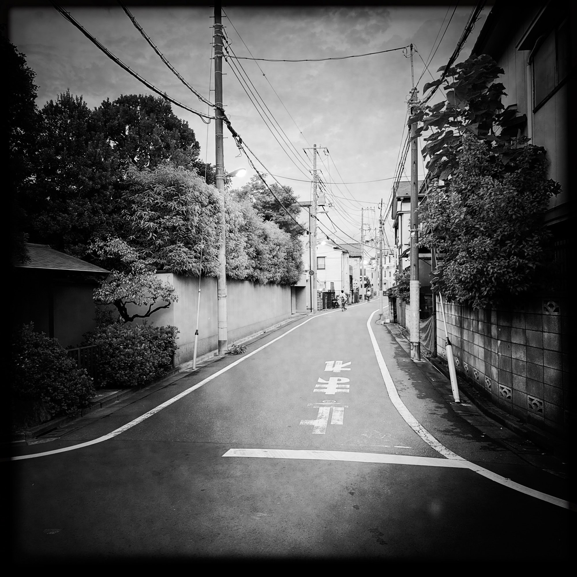 High-contrast monochrome summer evening scene from Itabashi Ward in Tokyo, Japan. © 2025 Norbert Woehnl Photography.