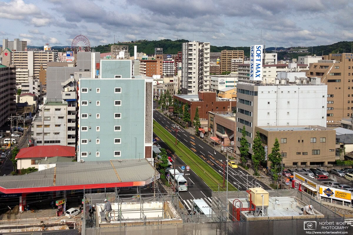 View from a hotel window in Kagoshima, the southernmost major city on the western Japanese island of Kyushu. © 2015 Norbert Woehnl Photography.