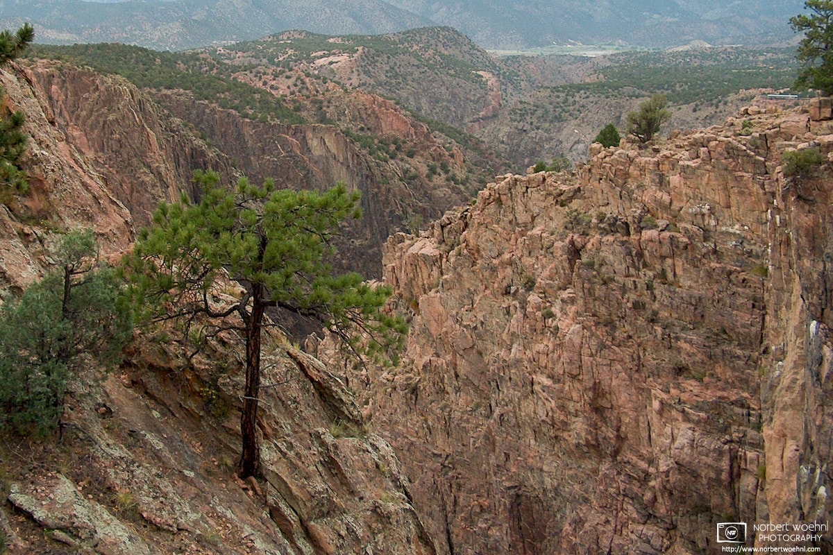 The Royal Gorge is a canyon on the Arkansas River near Cañon City, Colorado. It is a narrow, steep gorge through the granite of Fremont Peak. © 2003 Norbert Woehnl Photography.
