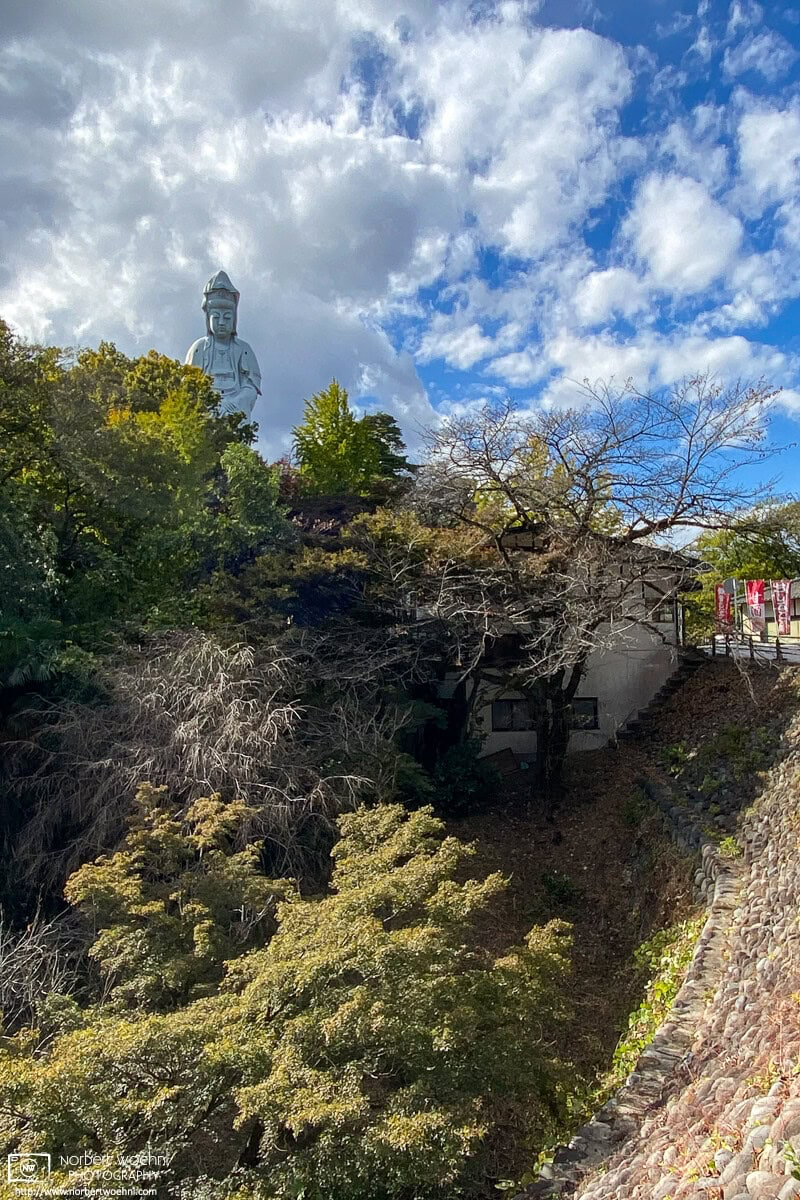 View of Takasaki Byakue Daikannon while approaching the top of Mount Kannonyama. © 2023 Norbert Woehnl Photography.