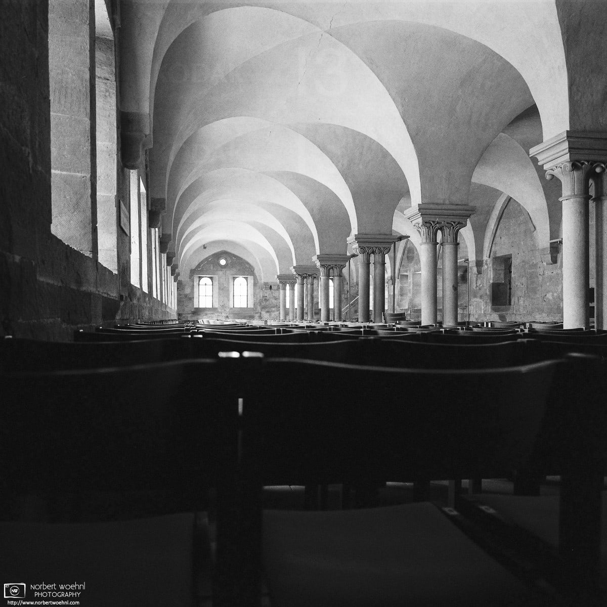The Lay Refectory (dining hall of the lay brothers) at Maulbronn Monastery, a UNESCO World Heritage Site in southwestern Germany. © 2016 Norbert Woehnl Photography.