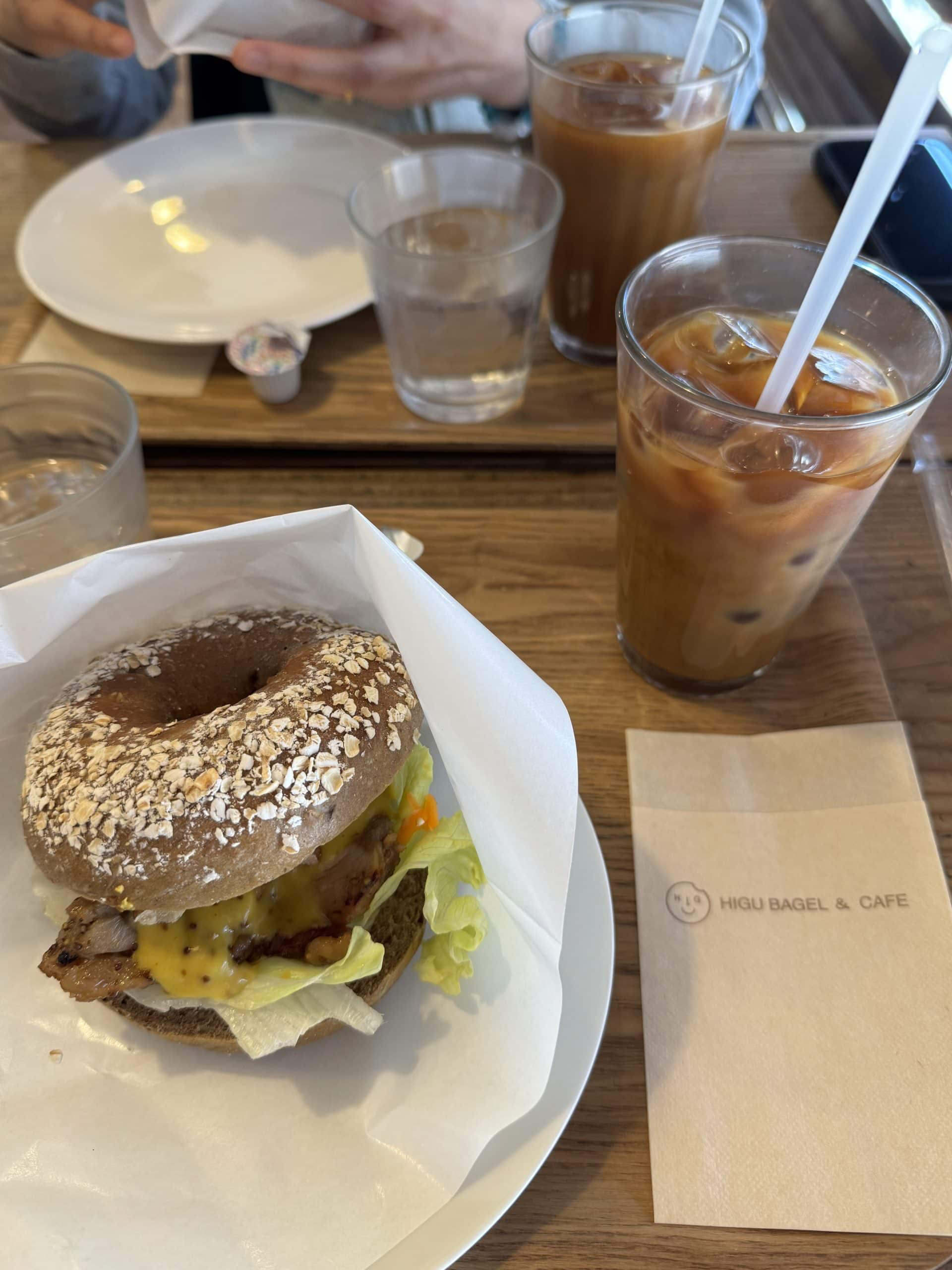 I chose a multi-grain bagel for my sandwich. It came with an iced coffee on the side. © 2026 Norbert Woehnl Photography.