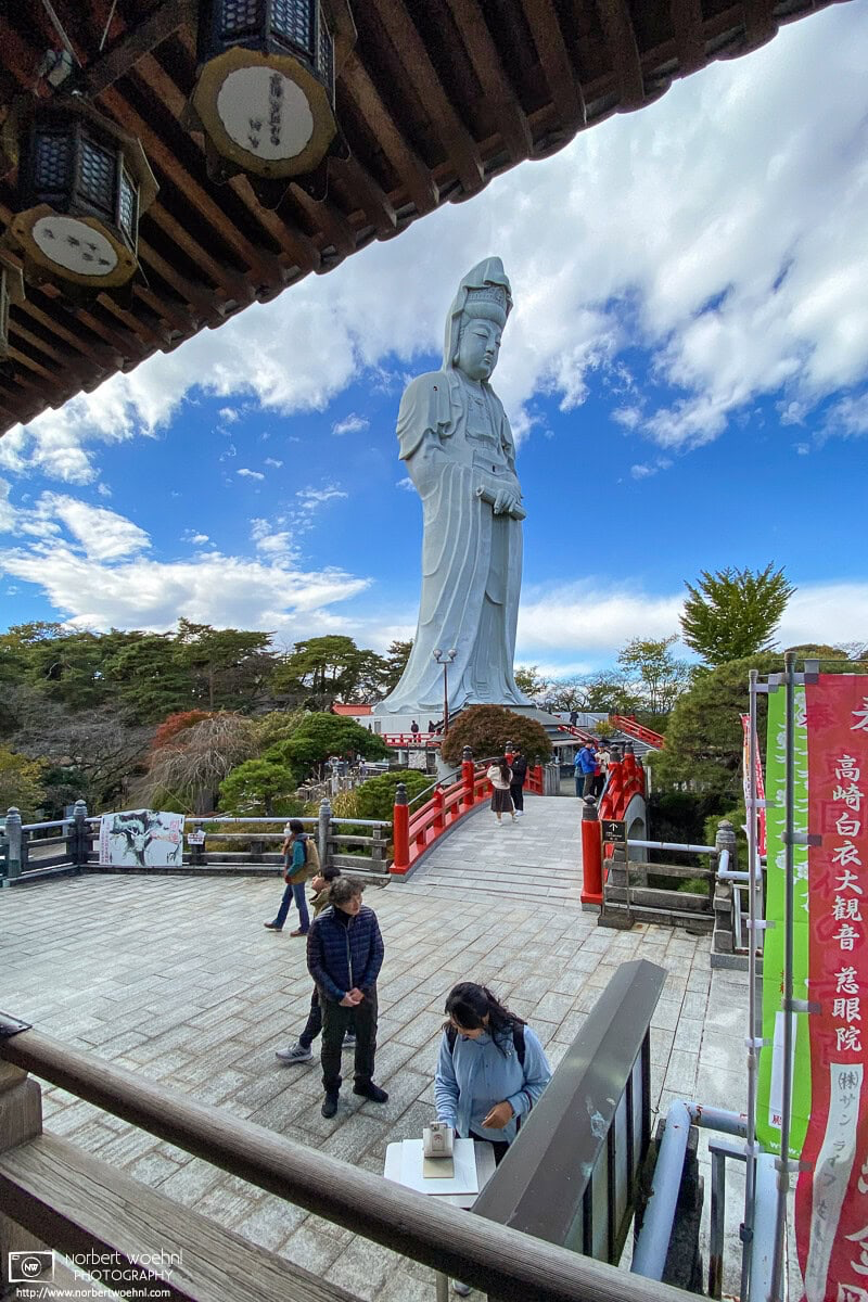 View of the Kannon statue from the main hall of Jigen-in Temple. © 2023 Norbert Woehnl Photography.