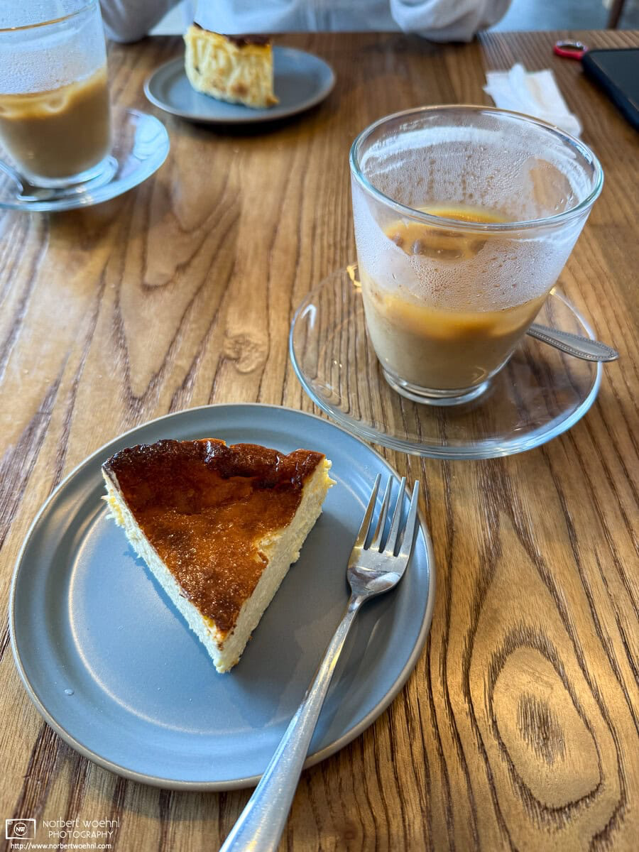 Cheesecake and Iced Caffe Latte at Hoteiya Sandwich Stand in Hakodate, Japan. © 2025 Norbert Woehnl Photography.