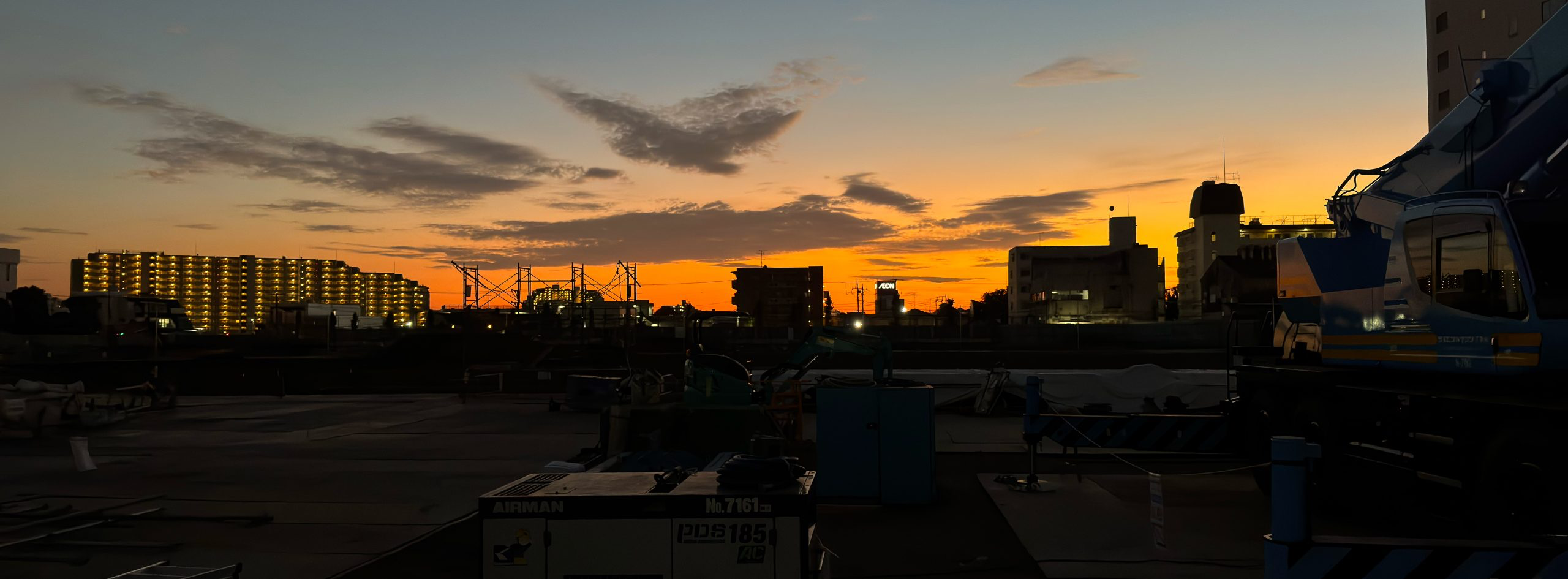Upon returning home, a dusk scene overlooking a construction area in the Itabashi Ward of Tokyo, Japan. © 2025 Norbert Woehnl Photography.