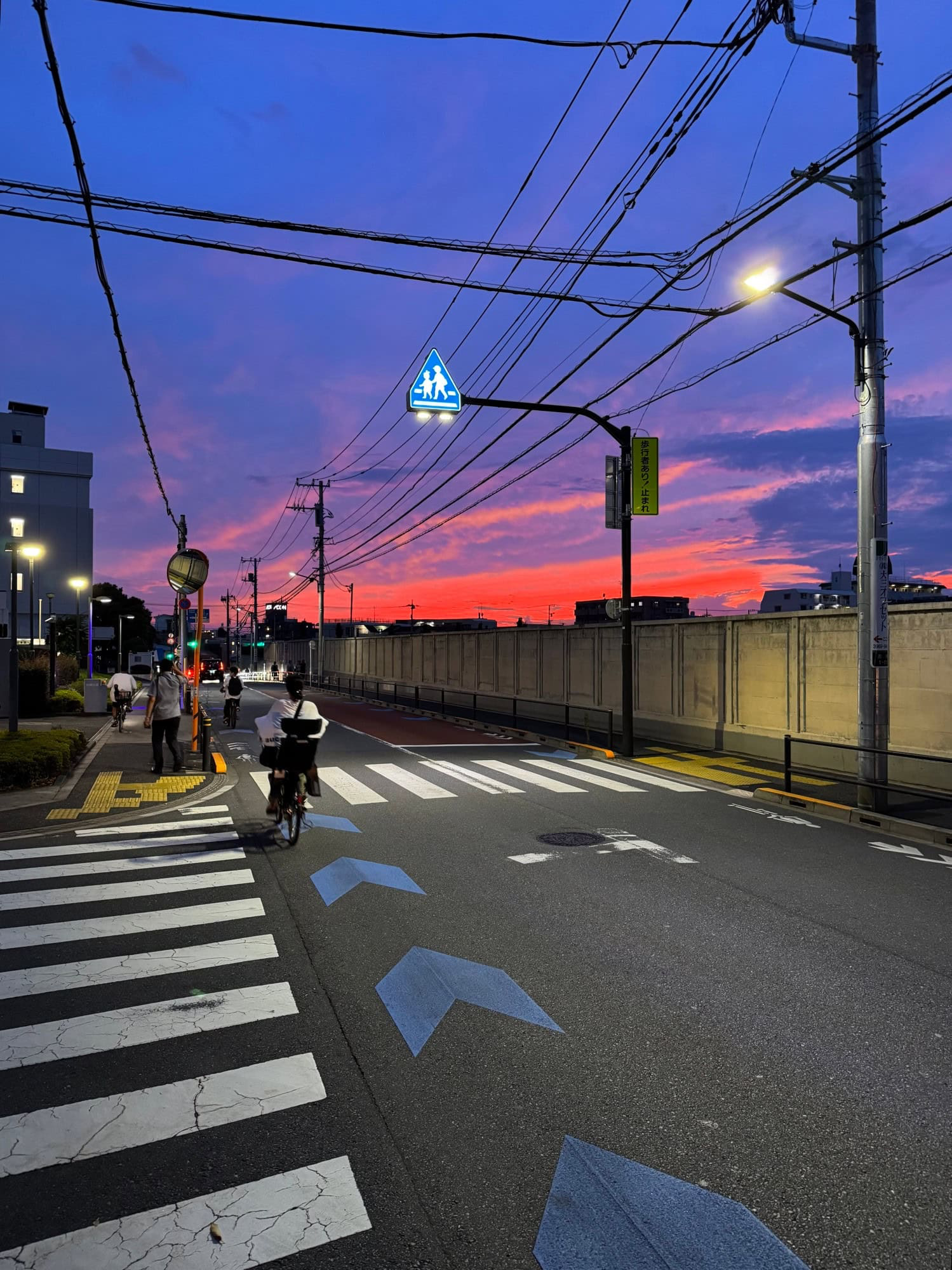 Red and purple summer evening sky in a residential neighborhood of Itabashi Ward in Tokyo, Japan. © 2025 Norbert Woehnl Photography.