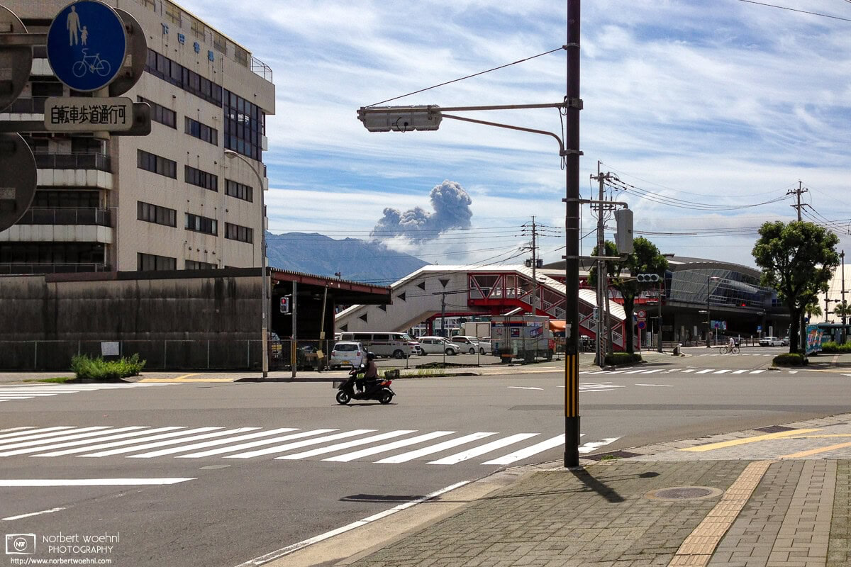 Walking around Kagoshima on the southern tip of Japan’s western island of Kyushu comes with a reminder that there is an active volcano, Mt. Sakurajima, nearby. © 2015 Norbert Woehnl Photography.