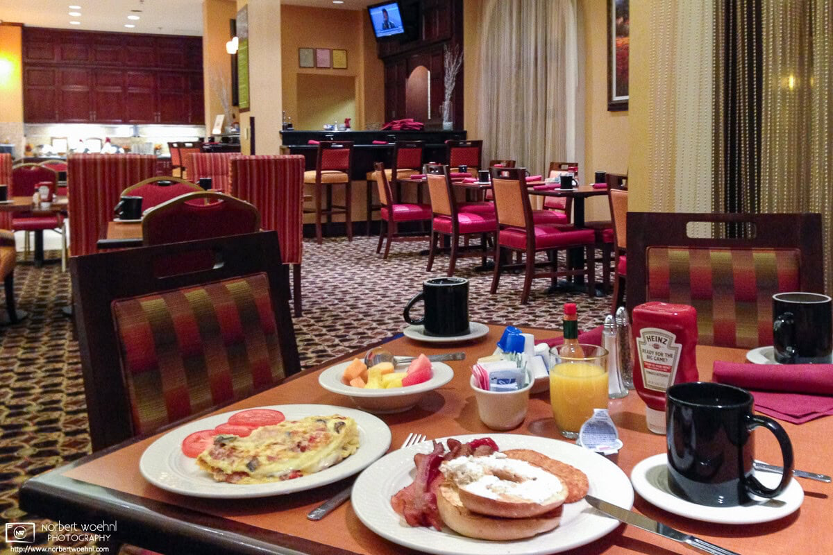 On a business trip in February 2014, at 6:11 AM one morning I was the first in the breakfast room at the Hilton Garden Inn in Cupertino, California. © 2014 Norbert Woehnl Photography.