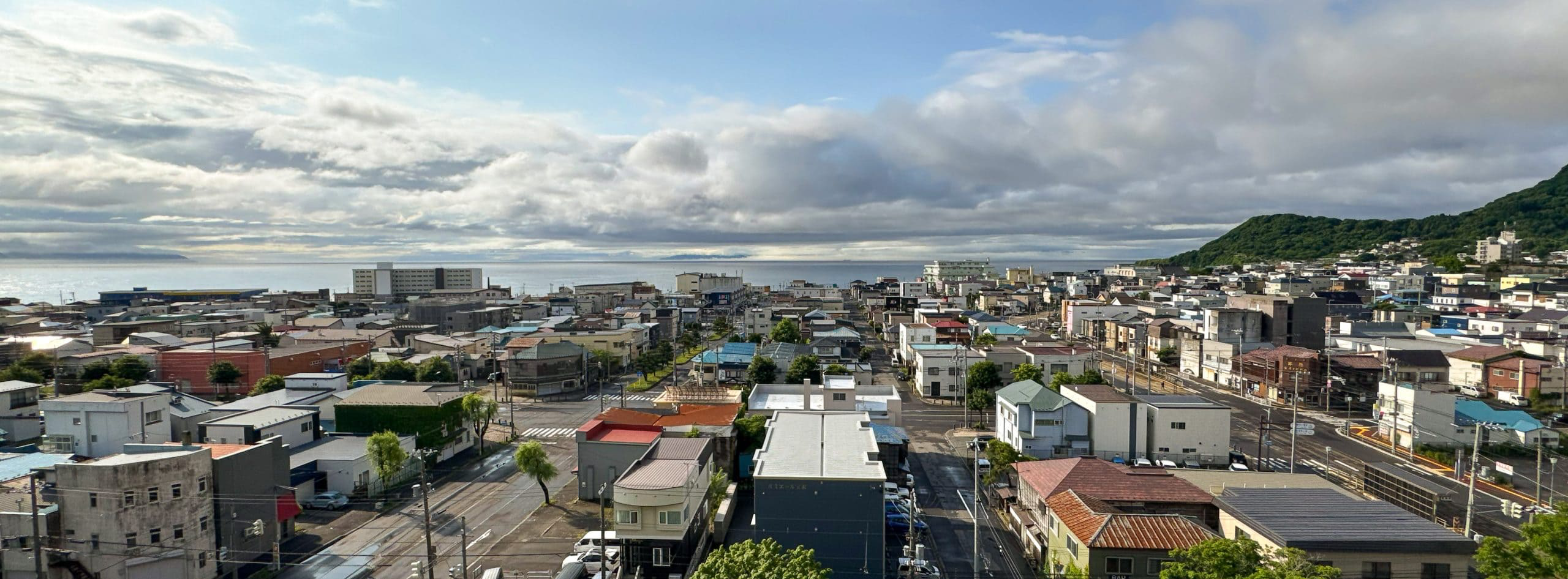 A panoramic early-morning view from hotel window in Hakodate in southern Hokkaido, Japan, just before we had to leave to go to the airport for our flight home. © 2025 Norbert Woehnl Photography.