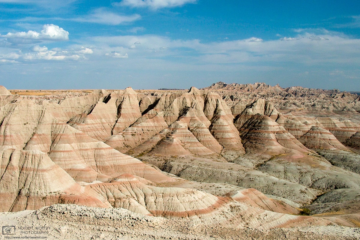 View from Pinnacles Overlook at Badlands National Park, South Dakota, U.S. © 2003 Norbert Woehnl Photography.