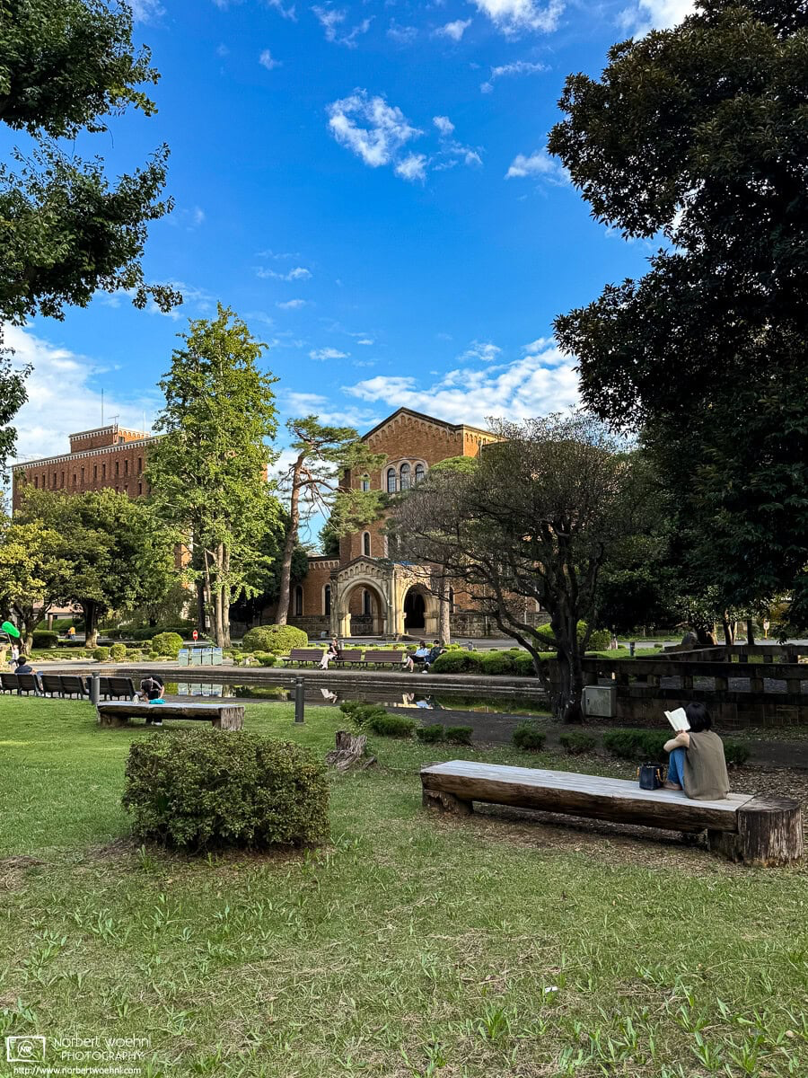 People on the western campus of Hitotsubashi University in Kunitachi, Tokyo, Japan. © 2025 Norbert Woehnl Photography.