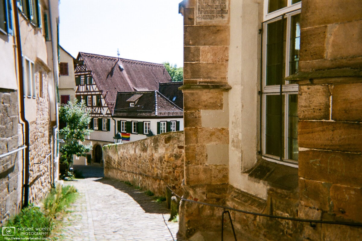 At Klosterberg in the historic city center of Tübingen, Germany, this is a view of the church and buildings of the Evangelical-Lutheran Seminary. © 2018 Norbert Woehnl Photography.