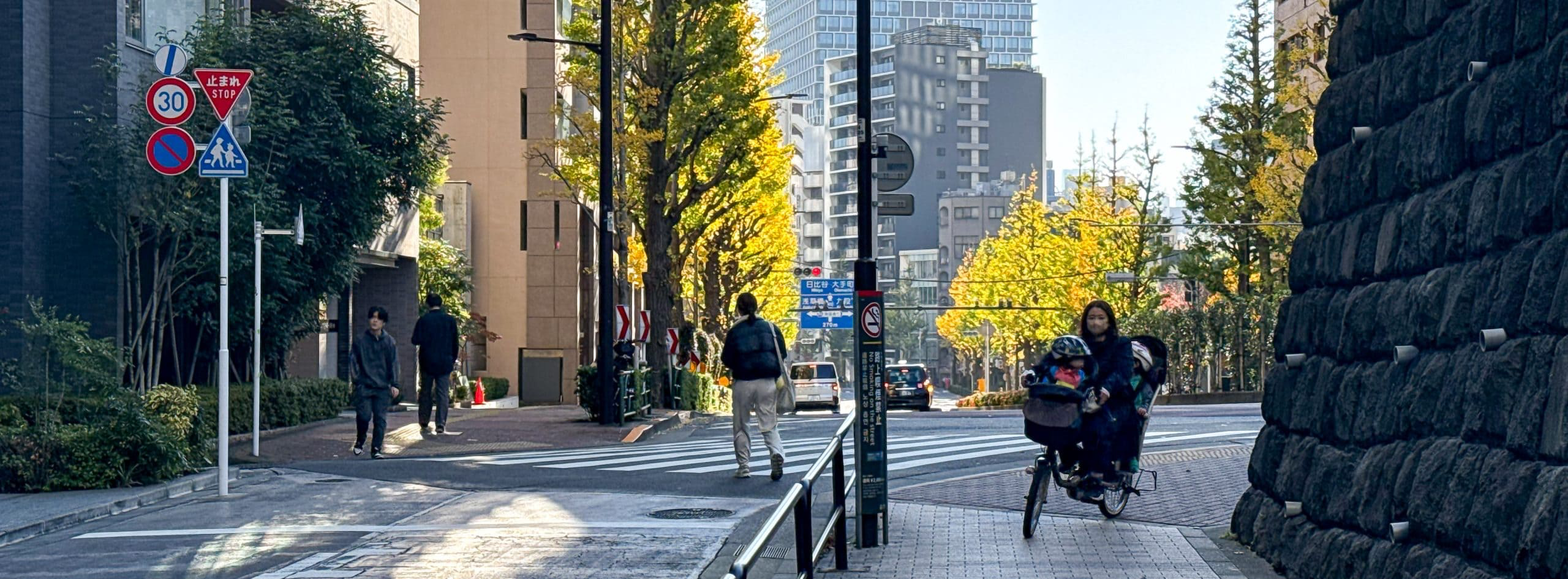 Autumnal street scene from the Kandasurugadai area in Chiyoda Ward, Tokyo, Japan. © 2025 Norbert Woehnl Photography.
