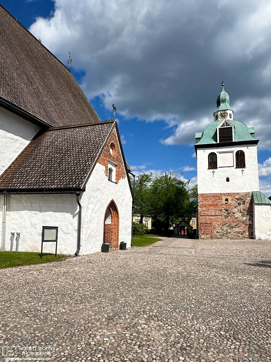 Porvoo Cathedral in Porvoo, Finland, was built in the 15th century, although its oldest parts date from the 13th century. The tower on the right is called Pikkukirkko (The Little Church). © 2026 Norbert Woehnl Photography.