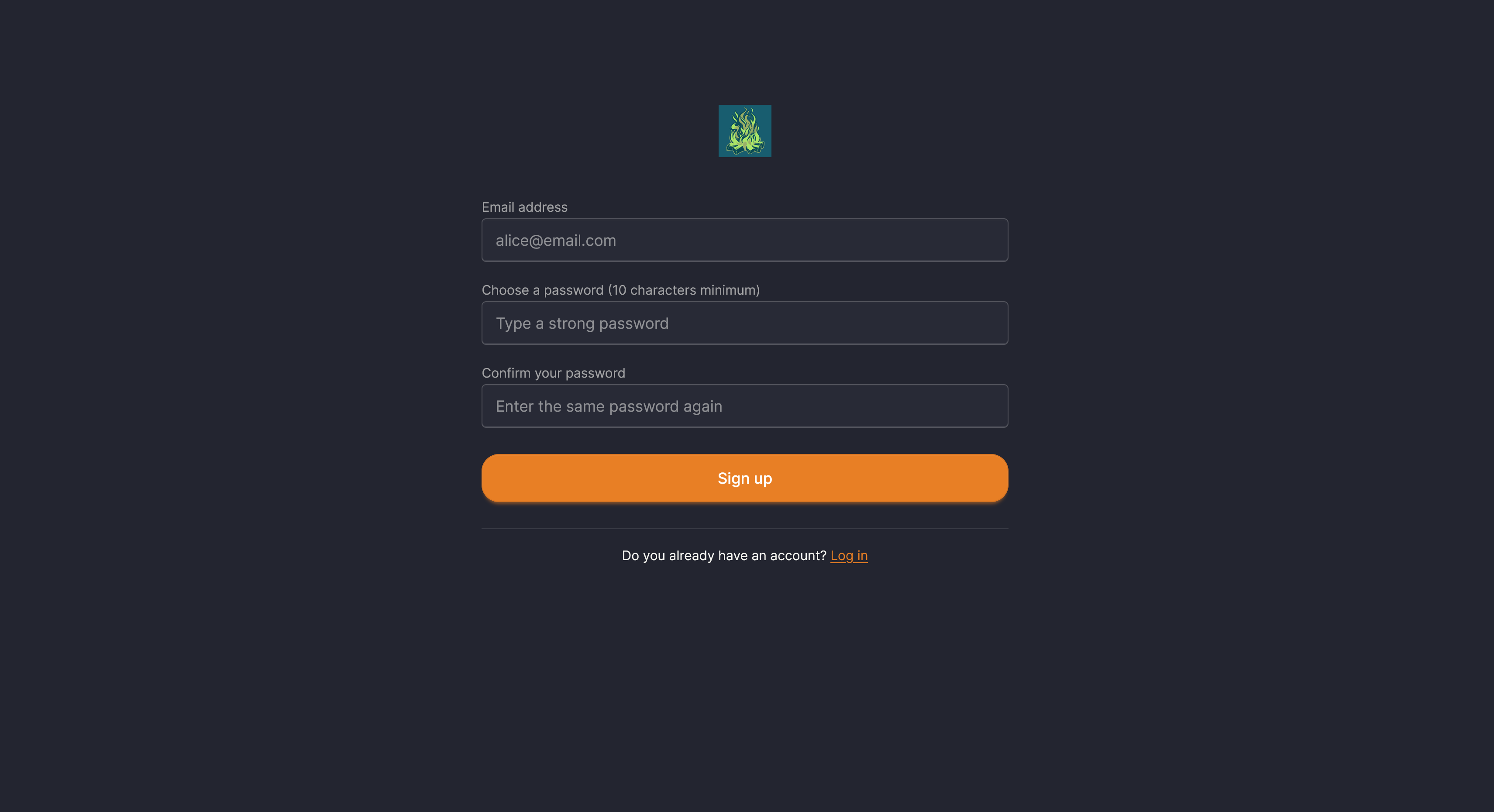 Sign-up-Bonfire